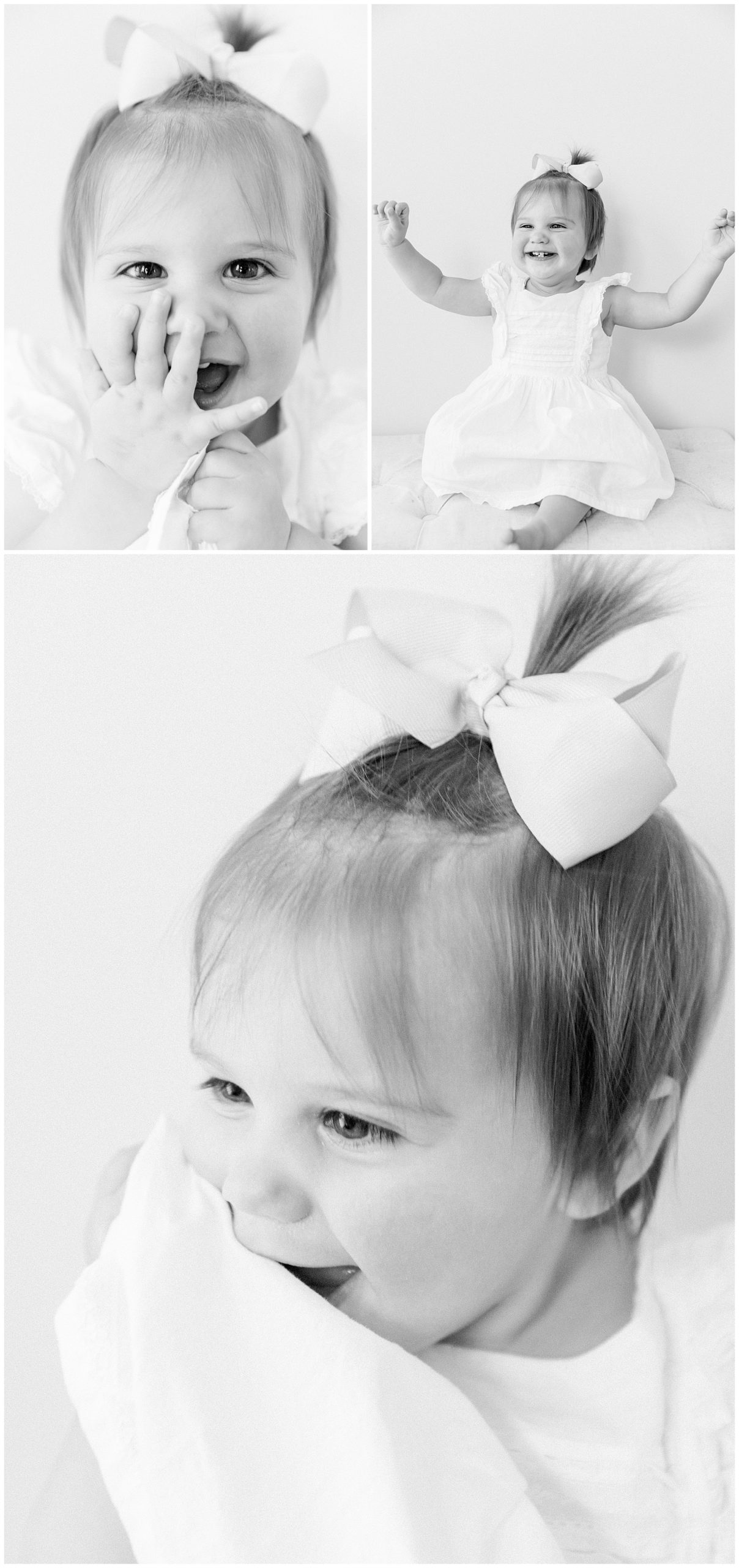 baby girl during photo session with Charlotte NC family photographer