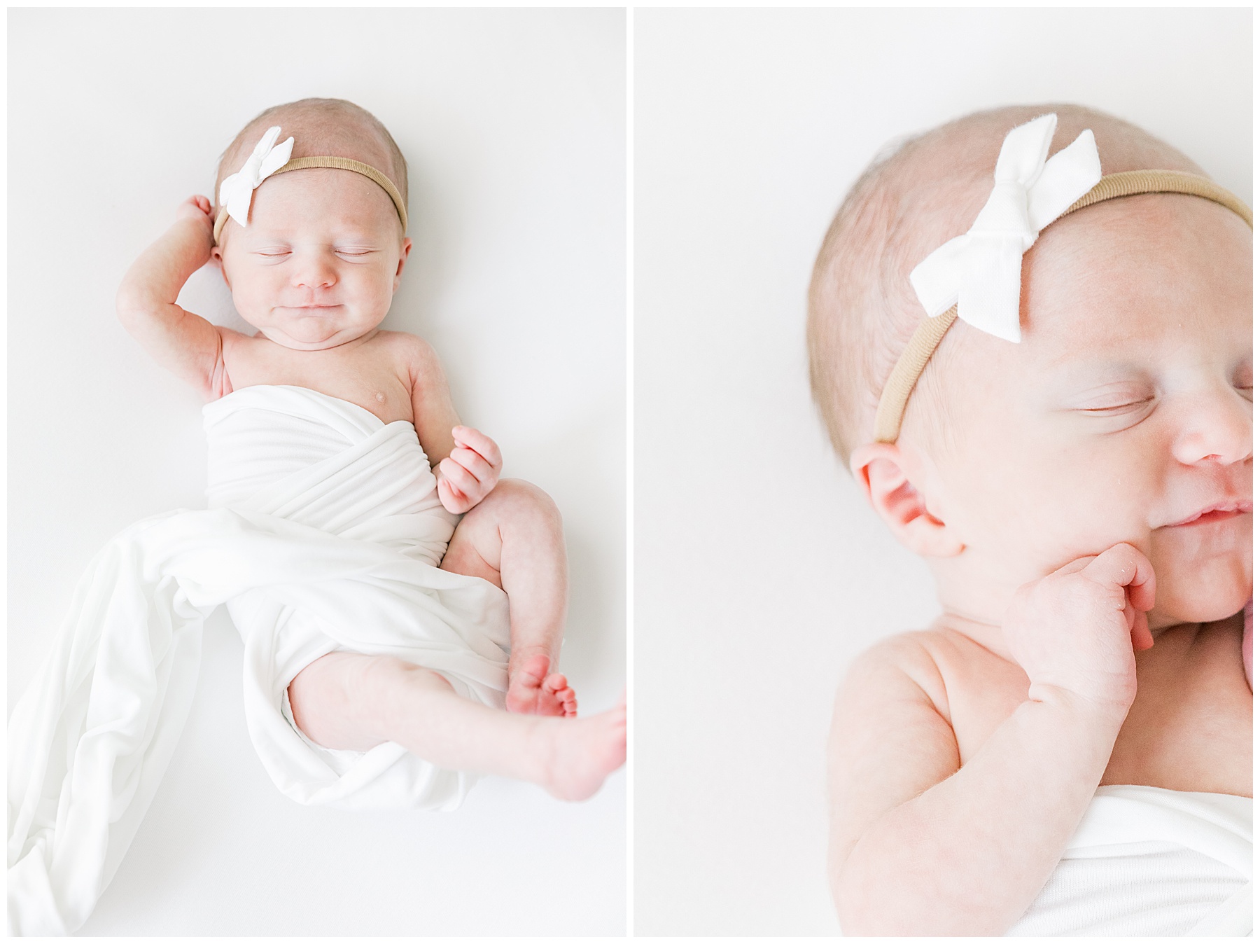 Baby girl swaddled during lifestyle newborn session in Charlotte nc