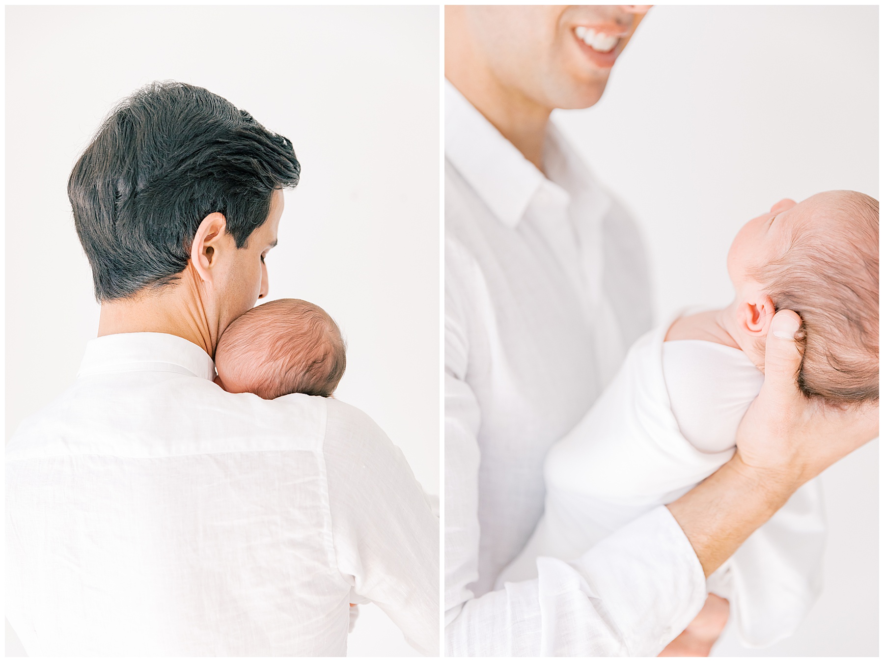dad and newborn baby during newborn photography session with Katie Petrick Photography 