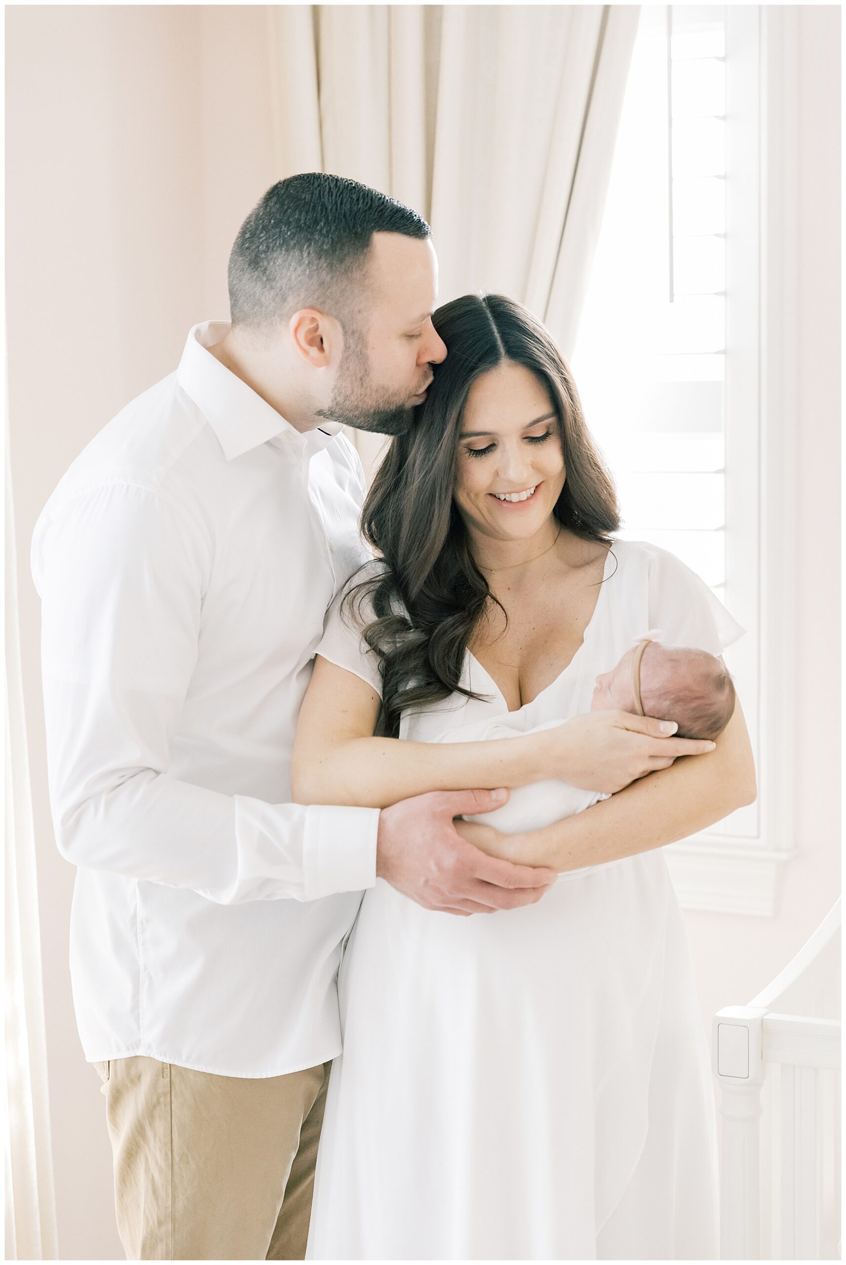 mom and dad during lifestyle newborn session